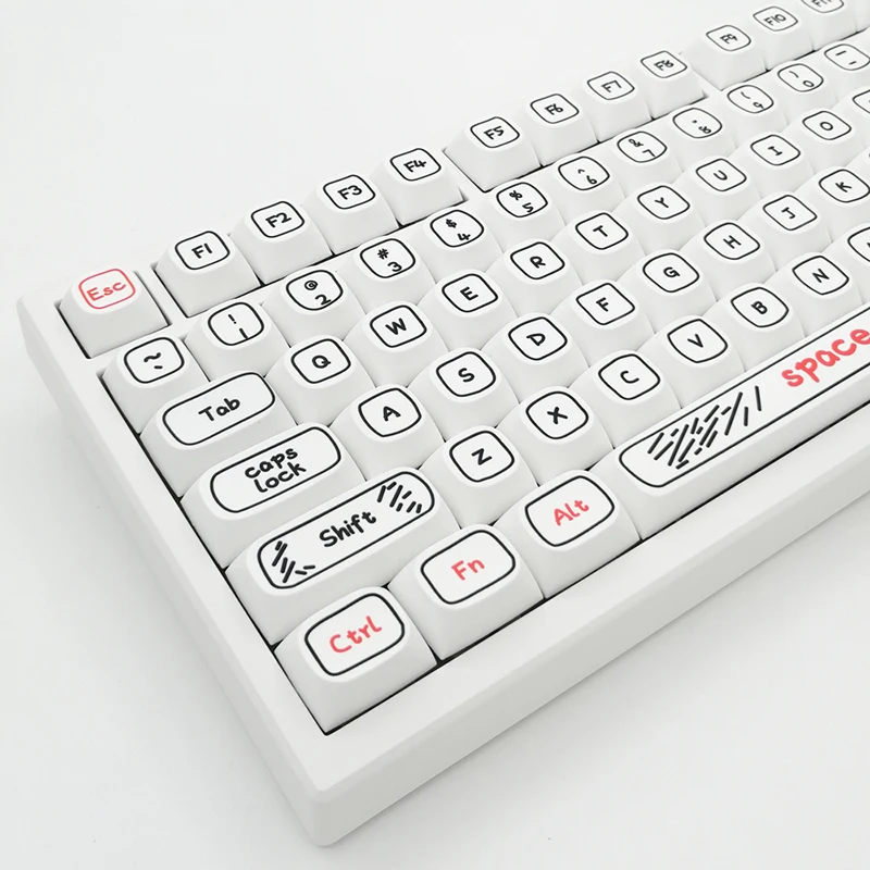 Teclas de Graffiti de 125 teclas, teclas de perfil MA PBT para teclado mecánico, juego de tapas de teclas personalizadas de Anime lindo, Tester68 Rk61 MX Switch