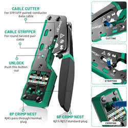 ZoeRax Crimpadora RJ45 Cat6 y Cat5e Profesional