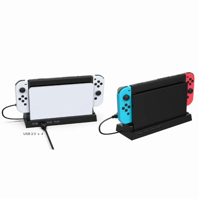 Soporte de base OLED para interruptor NS, concentrador de 4 puertos USB, adaptador de expansión divisor externo, Compatible con accesorios de juego para Nintendo Switch - imagen 3