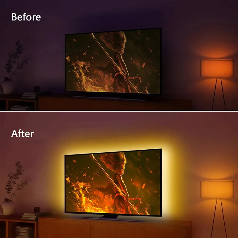 DC 5V USB tiras LED 2835 tira de luz LED blanca cálida TV espejo retroiluminación cinta de iluminación decoración de habitación lámpara cinta LED cadena de luz - imagen 5