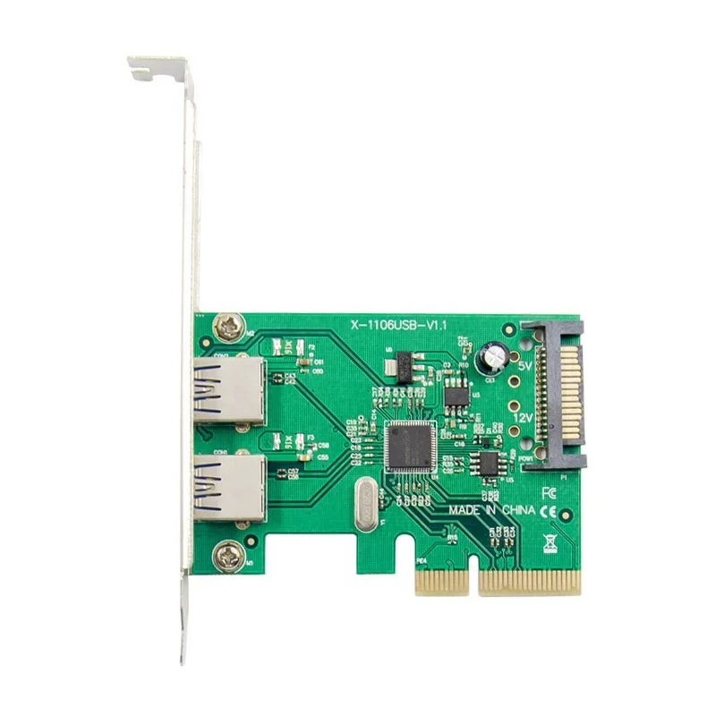 Tarjeta adaptadora PCI-E a 2 puertos USB 3,1, PCI Express 1x tipo A, tarjeta convertidora USB 3,0 de 2 puertos, Chipset AMS1142 - imagen 2