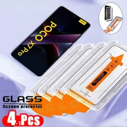 1-4 Uds para Poco X7 Pro vidrio Xiaomi Poco X7 Pro vidrio templado cubierta completa pegamento 9H Protector de pantalla de teléfono sin polvo Poco X7 Pro