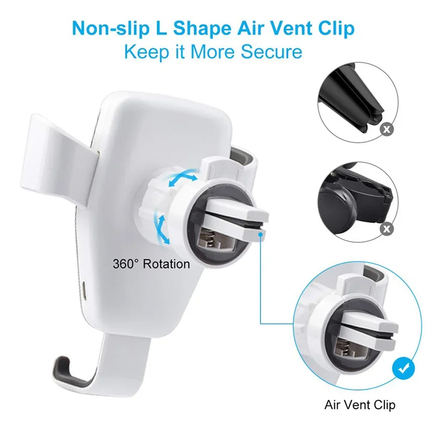 Soporte para móvil de coche de 75W, cargador inalámbrico rápido para coche, soporte de gravedad para teléfono en coche, soporte para teléfono inteligente con Clip para salida de aire - imagen 5