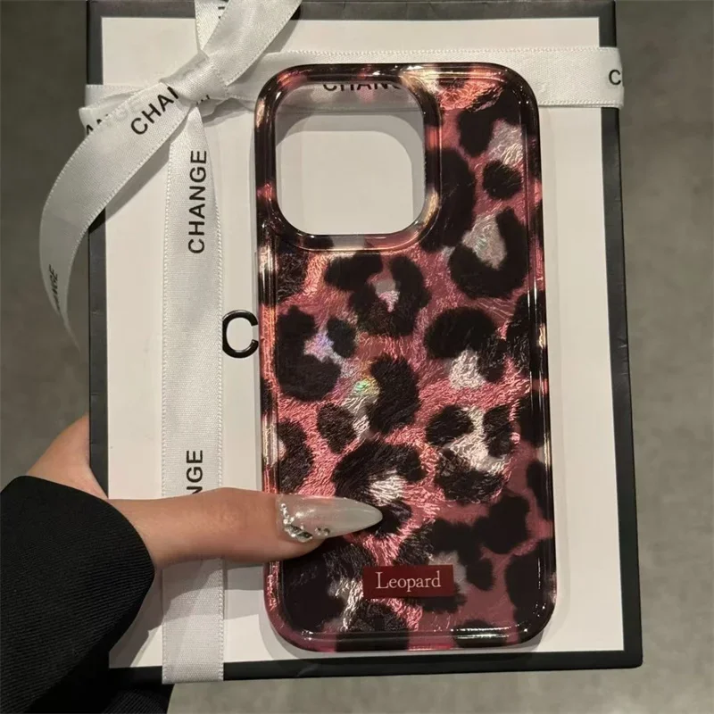 Funda de teléfono con estampado de leopardo rosa y negro para IPhone 16, 15, 14, 13, 11, 12 Pro Max Plus 7, 8 Plus SE 2022, Funda anticaída encantadora - imagen 4