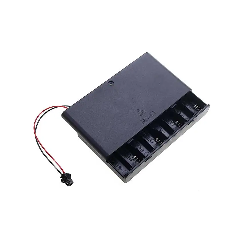 Soporte de batería AA JCD de 8 ranuras con DC 5,5*2,1 PH2.0 XH2.54 SM Dupont Terminal caja de almacenamiento de batería con cable conductor con interruptor y cubierta - imagen 2