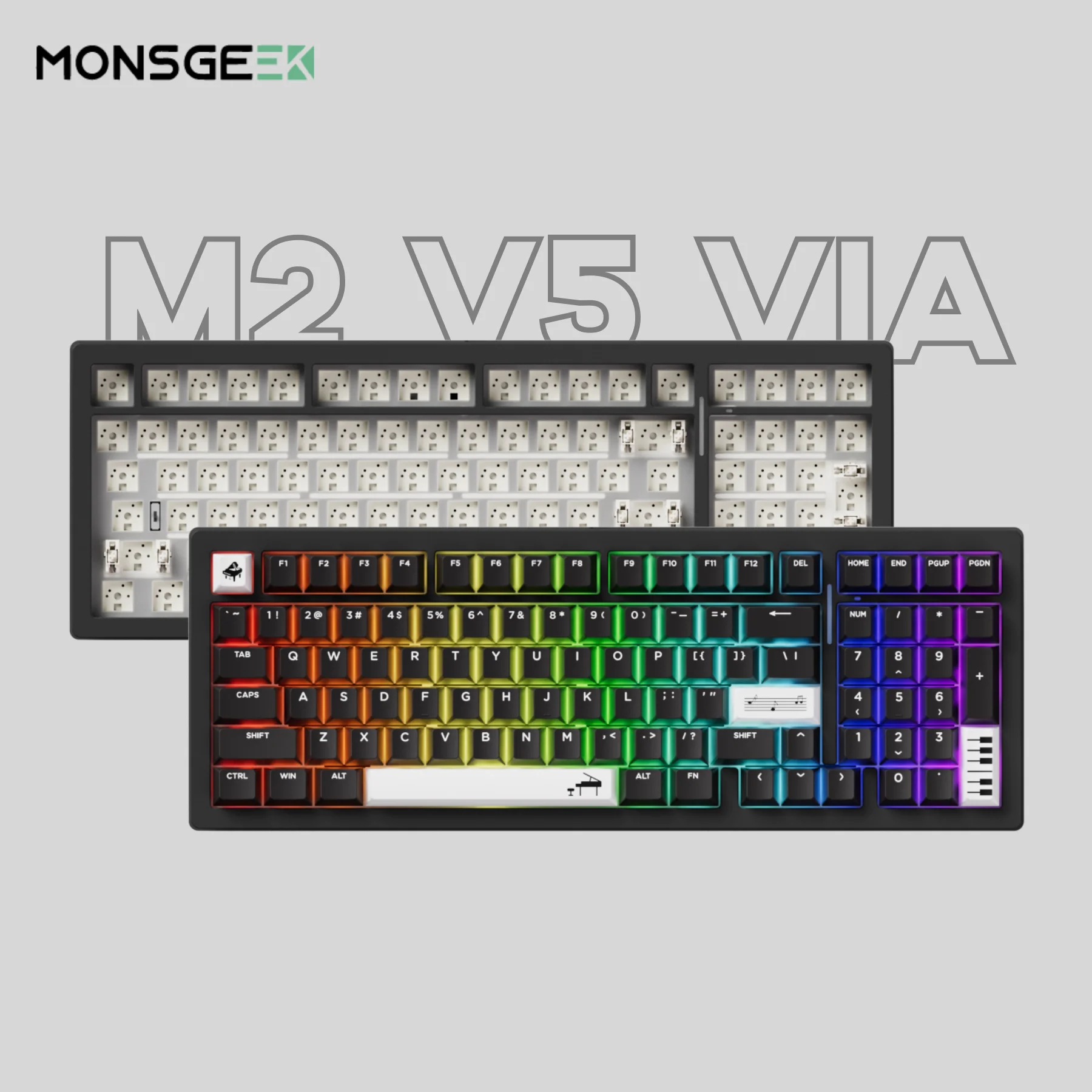 MonsGeek M2 V5 a través de teclado mecánico/Kit Barebone 1800 de aluminio tamaño compacto Rápido desmontaje RGB Hot Swap tri-modo teclado