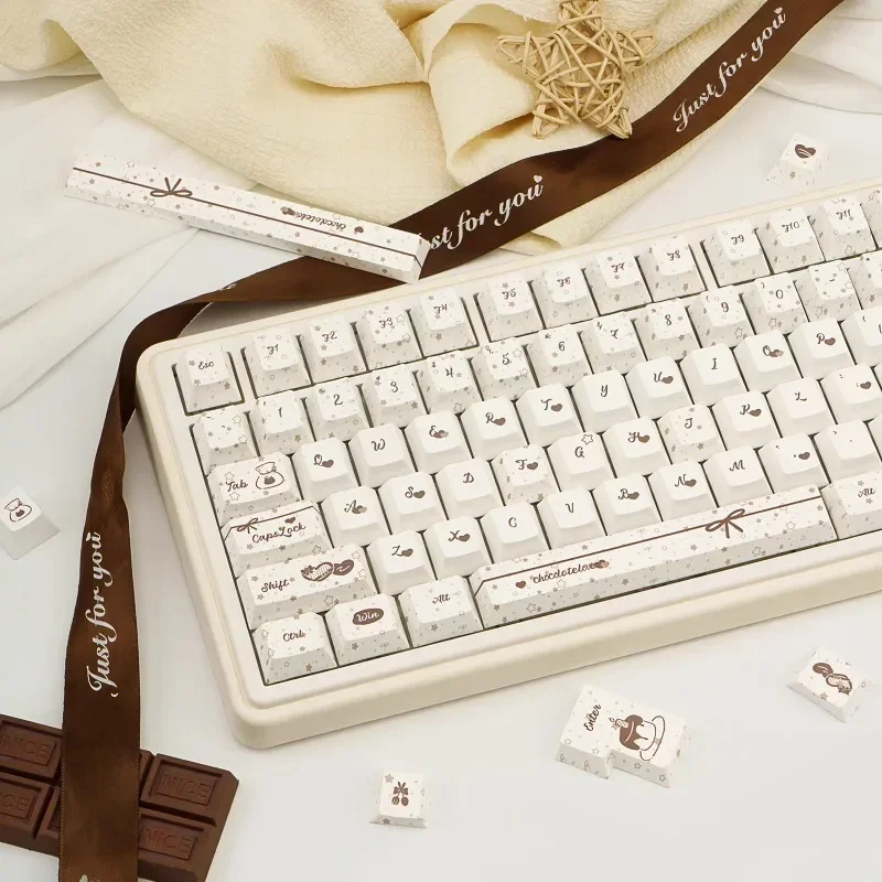 Juego de teclas con tema crujiente de Chocolate, perfil de cereza, sublimación PBT, teclas hechas a mano personalizadas para accesorios de teclado mecánico - imagen 2