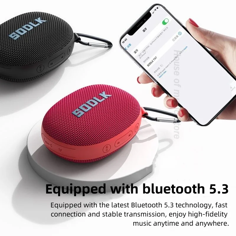 Sodlk-Altavoces de graves TX7, reproductor de música móvil portátil, Mini BlueTooth, altavoz de mochila para deportes al aire libre, caja de sonido impermeable para senderismo - imagen 4