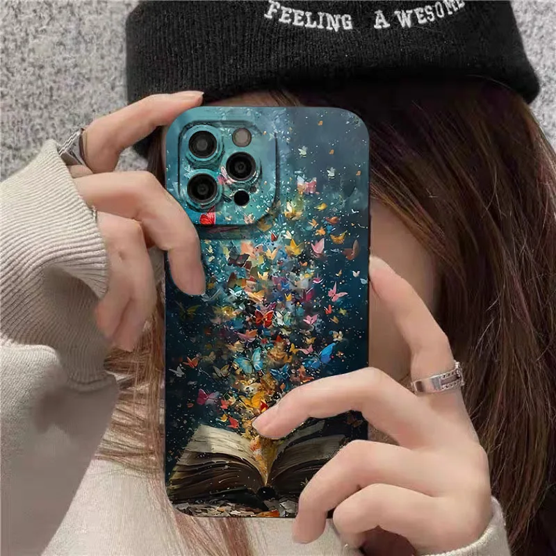 Para Xiaomi Poco F7 F6 F5 5G Funda bonita mariposa gato diseño de estantería Funda de silicona mate para Poco X7 X6 X5 X3 M6 Pro Funda suave - imagen 4