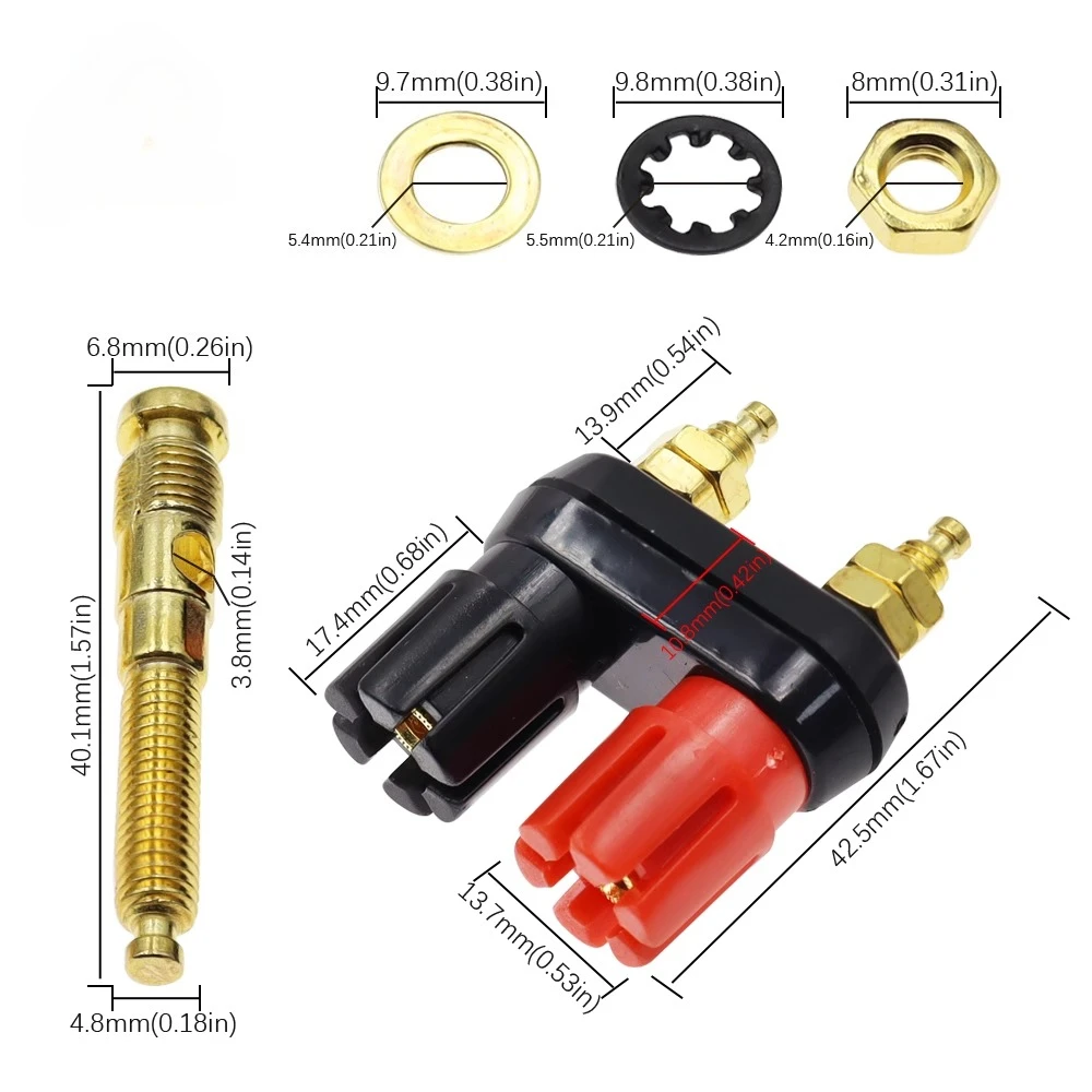 1/2 Uds. Conectores Banana, terminales de pareja, conector rojo y negro, Terminal amplificador, poste de encuadernación, conector Banana para altavoz M20 - imagen 3