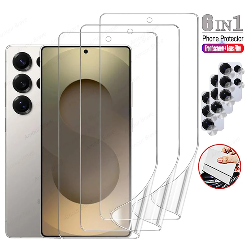 Protector de pantalla 6 en 1 para Samsung S25 S24 Ultra S23 FE S22 S21 S20 Plus, película de hidrogel suave para Samsung Note 20 Ultra, película de cámara - imagen 2