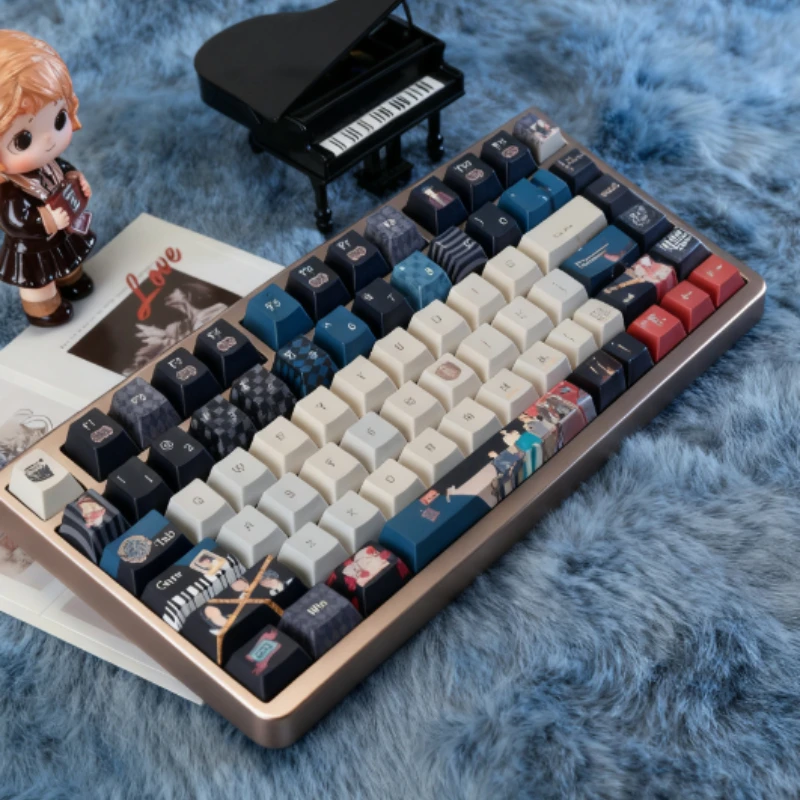 Juego de teclas reemplazables de estilo Retro PBT, perfil de cereza hecho en abanico, variedad sincera y desenganchar, periférico personalizado - imagen 4