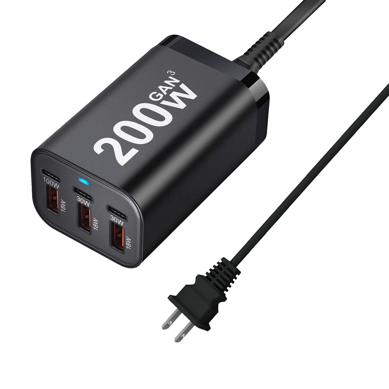 Cargador GaN de 200W, cargador PD USB C de 6 puertos, carga rápida 3,0 USB tipo C, cargador USB para teléfono móvil, Samsung y iPhone - imagen 2