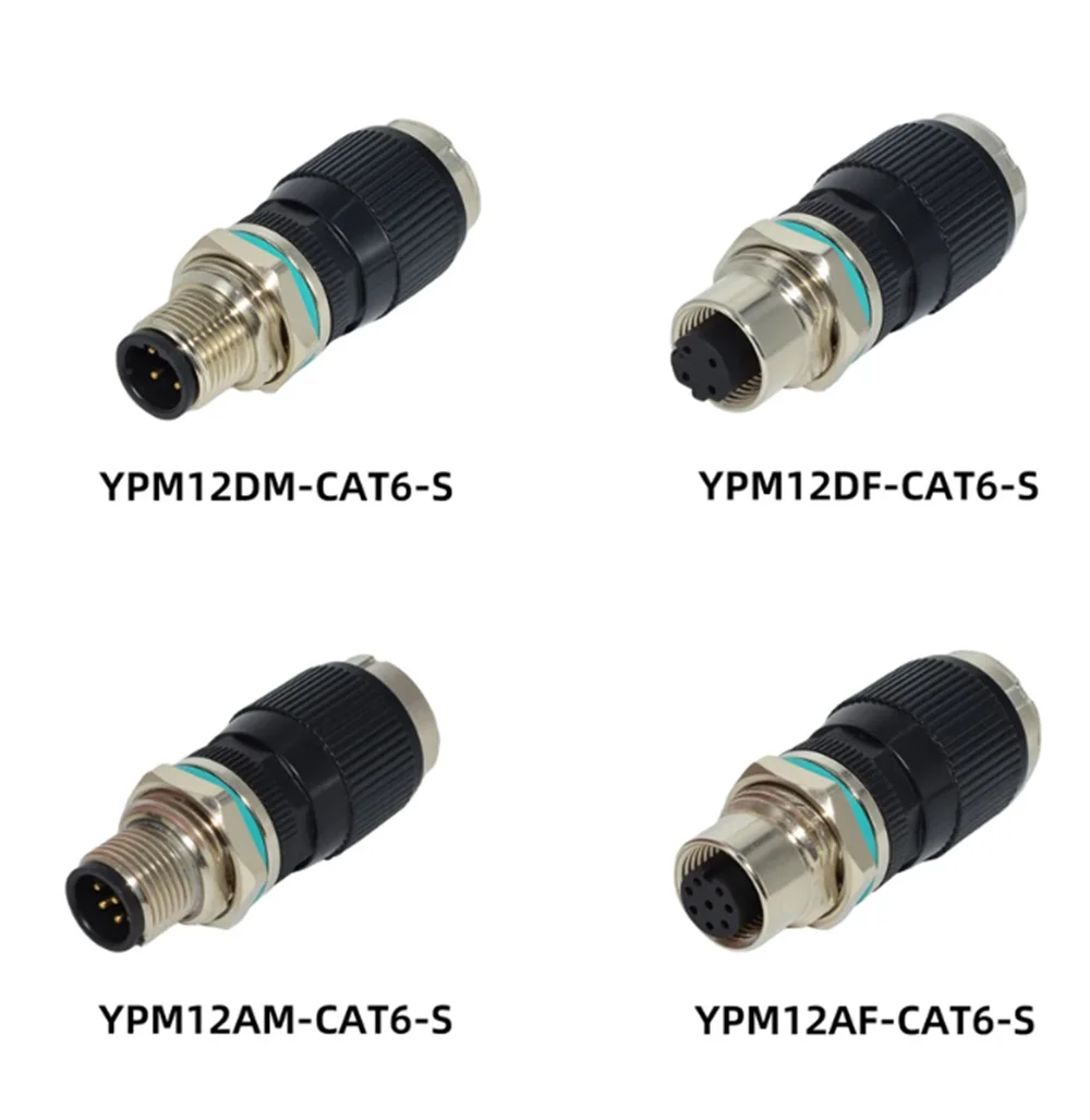 Adaptador M12 de 8 pines tipo A a RJ45, conector de red M12 de 4 pines de código D a CAT6, IP67 RJ45 hembra a conector macho de codificación A de 8 pines - imagen 2