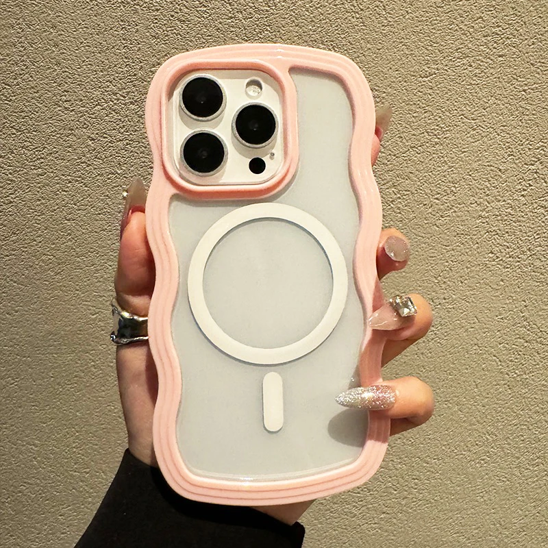 Funda de teléfono con marco ondulado 2 en 1 para iPhone 15 Pro Max 17 Air 16 14 13 11 12 cubierta trasera a prueba de golpes con carga inalámbrica magnética - imagen 5