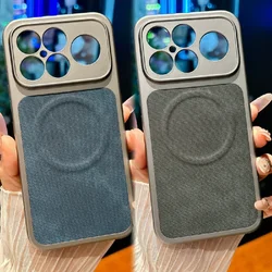 Para Xiaomi POCO F8 Ultra funda de lujo de piel de vaquero funda protectora trasera de carga inalámbrica magnética para POCO F8 Pro Shell