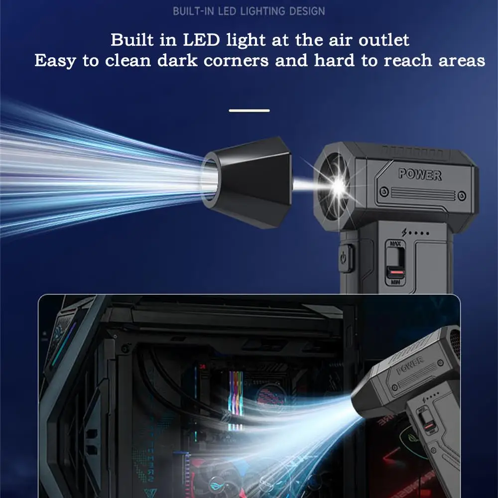 Nuevo Turbofan violento de 130000RPM, luz LED, ventilador de Motor sin escobillas de alta velocidad, regulación de velocidad infinita, herramienta de limpieza de ventilador violento, regalo - imagen 5