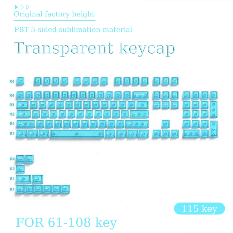 Teclas totalmente transparentes con altura original de fábrica de 115 teclas hechas de material PBT para teclado Cherry MX Switch Gamer - imagen 5
