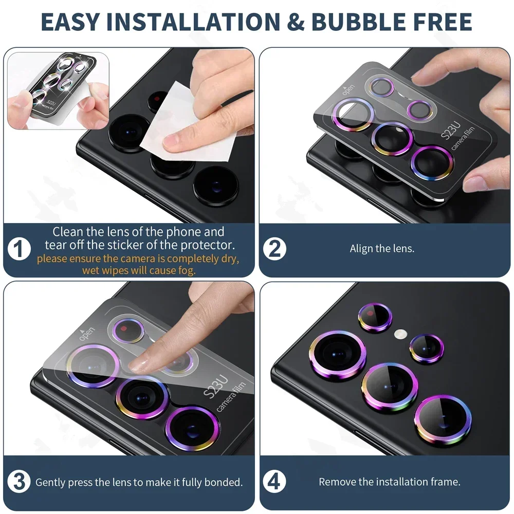 Protector de lente de cámara para Samsung S25 S26 Ultra S24 S23 S22 ultra, película de vidrio templado, anillo de aleación de titanio, accesorios para teléfono - imagen 5