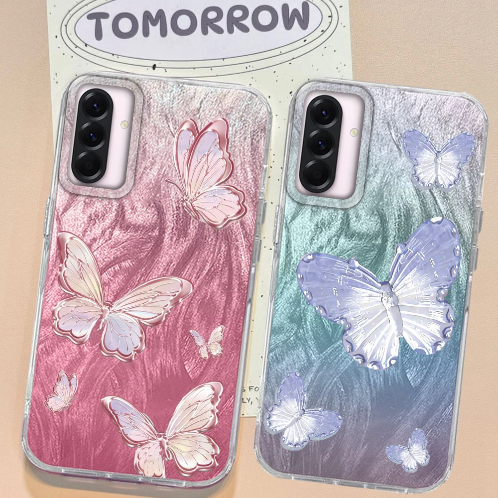Funda de teléfono de mariposa Multicolor de dibujos animados para Samsung Galaxy A55 A56 A36 A26 A16 A14 A24 A34 A54 A06 A53 funda trasera de silicona - imagen 3