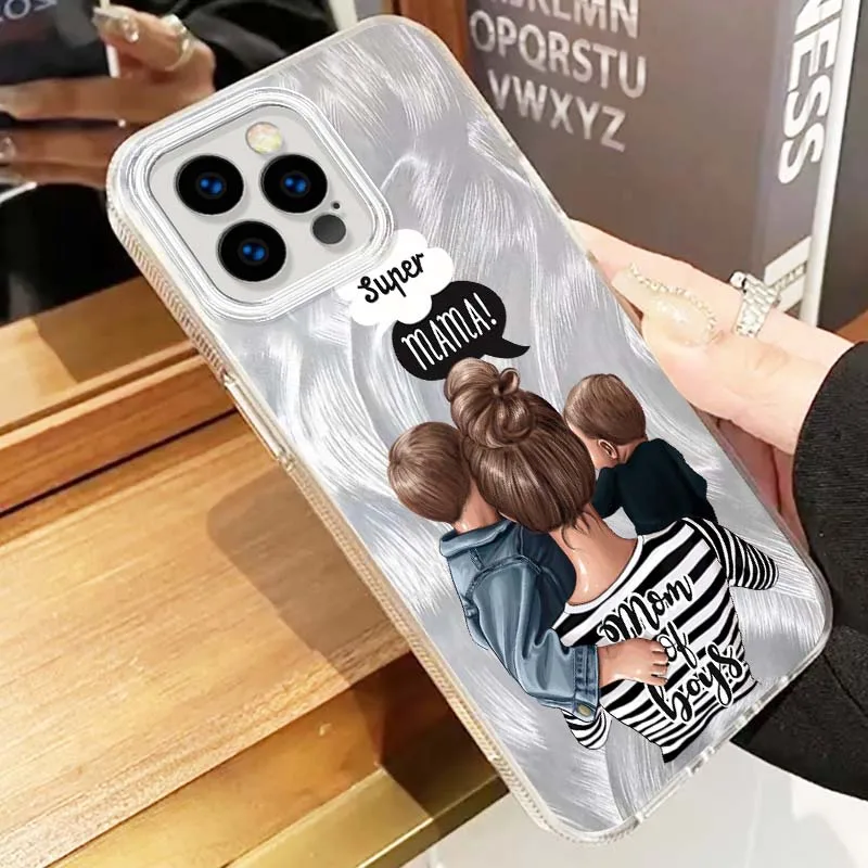 Patrón de moda Baby Mon para Apple iPhone 16 16E 15 14 13 12 11 8 XS X Pro Max textura de plumas funda de teléfono - imagen 3