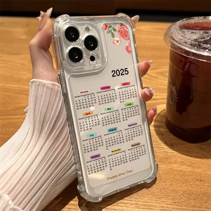Funda de teléfono con calendario de serpiente de Año Nuevo 2025, funda suave transparente a prueba de golpes para iPhone 16 15 14 13 12 11 Pro X XR XS Max 7 8 Plus - imagen 3