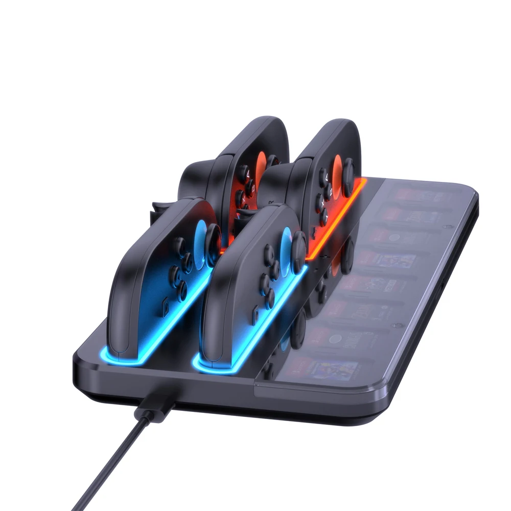 Estación de carga RGEEK para accesorios NS2 Switch 2, 4 puertos de cargador, almacenamiento de 8 ranuras para tarjetas y indicadores LED - imagen 5