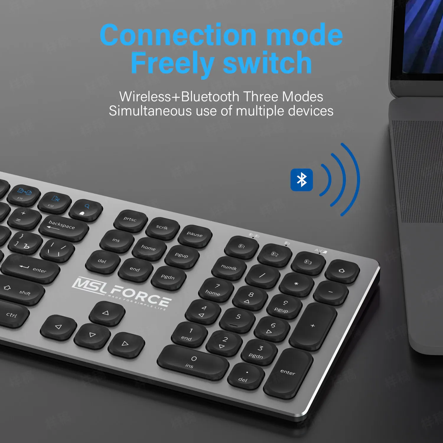 Teclado inalámbrico ruso con Bluetooth, dispositivo con concentrador tipo c, 108 teclas, usb, aleación de aluminio, para Windows, iOS, Android, ordenador de escritorio
