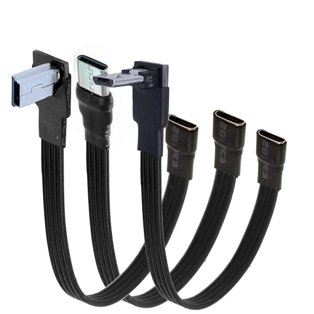 5CM Micro USB 2,0 Feale a Micro B Mini tipo c usb conector macho adaptador conector 90 grados en ángulo derecho y izquierdo hacia arriba abajo - imagen 5