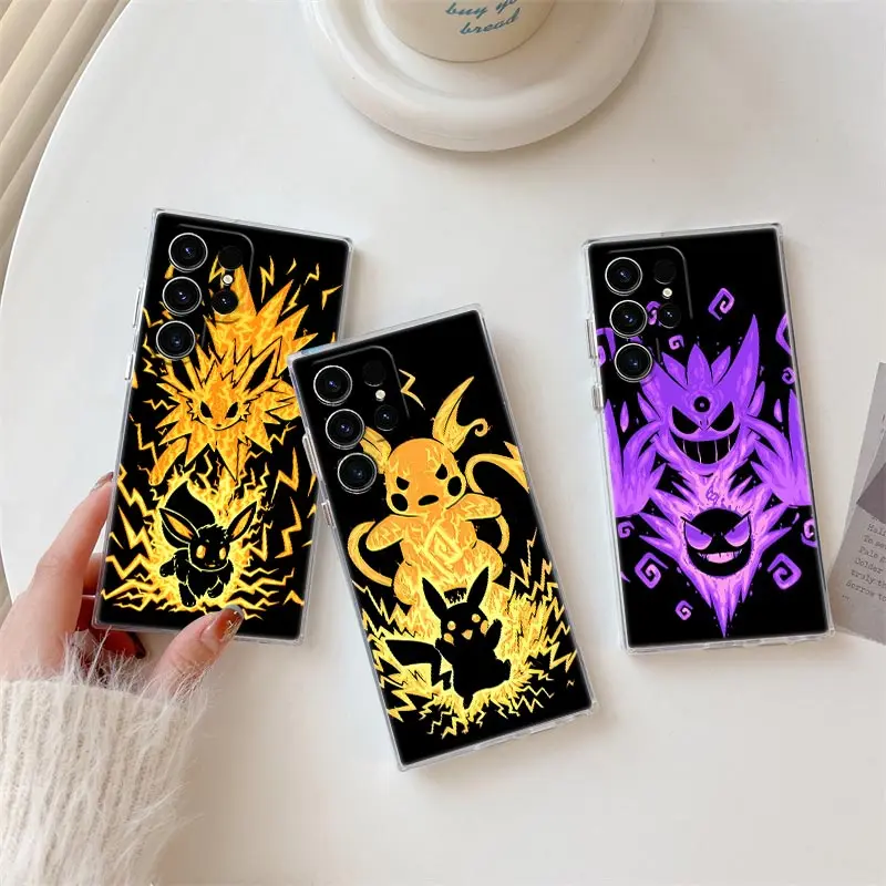 Gengar Pikachu funda de teléfono de Anime para Samsung Galaxy S25 S24 S23 S22 S20 Ultra S10 S25 Plus S21 FE Note 10 20 Fundas transparentes - imagen 2