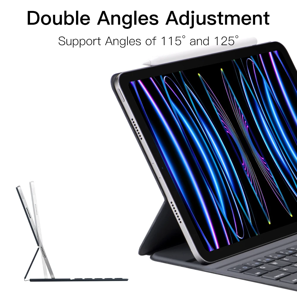 Teclado mágico QUKAM 2025 para iPad A16, teclado inalámbrico Bluetooth para iPad Air 11 13 M3 M2 Air 4 5 Pro 11 12,9, funda para iPad con soporte - imagen 4
