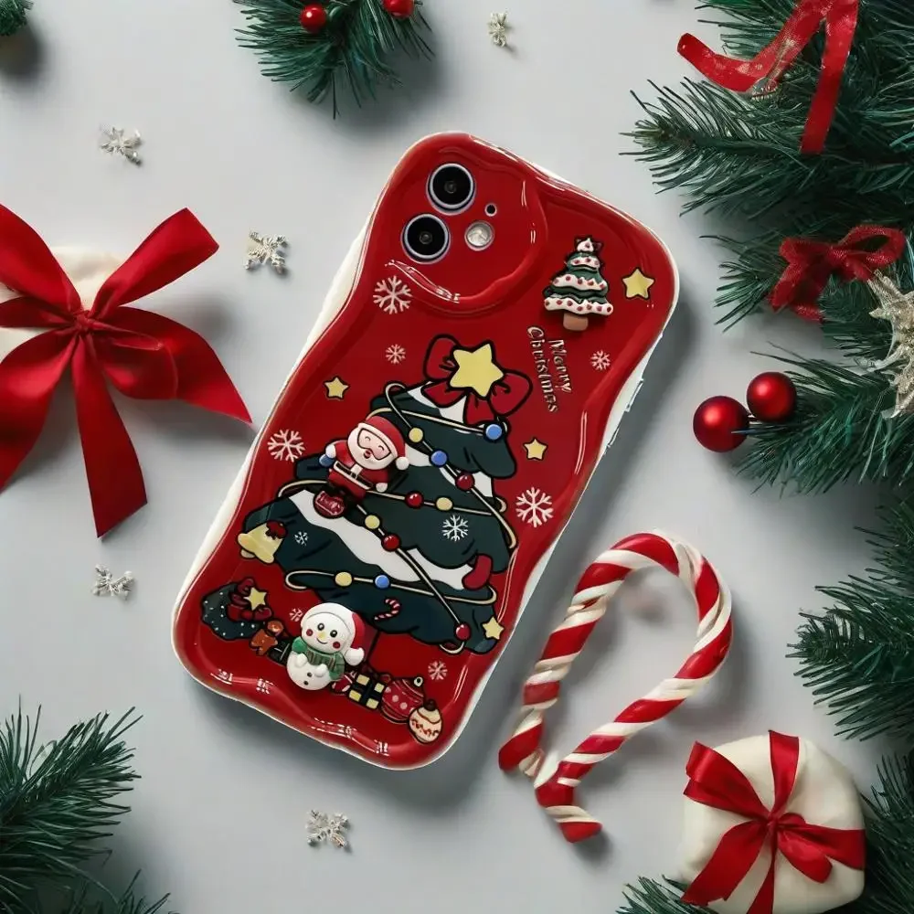 DIY 3D Navidad Santa Claus árbol onda caso para Honor X6C X9B X7A X8A X6B X6A X7B X8C X9C 400 Lite 200 Pro 70 90 Lite cubierta Sil - imagen 3