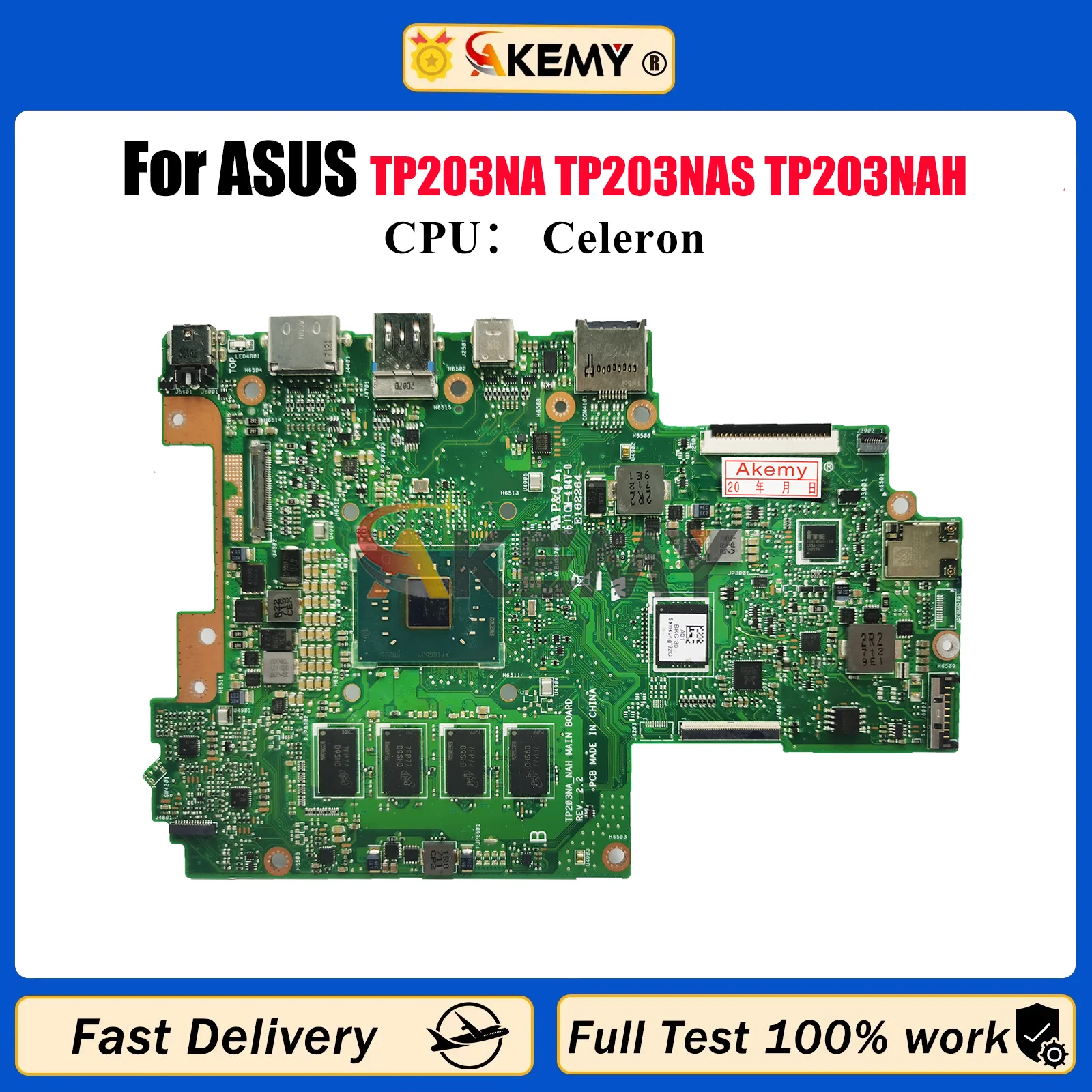 Placa base para ordenador portátil TP203NA para ASUS VivoBook Flip TP203N TP203NA TP203NAS TP203NAH con CPU Celeron 100% pruebas OK stk