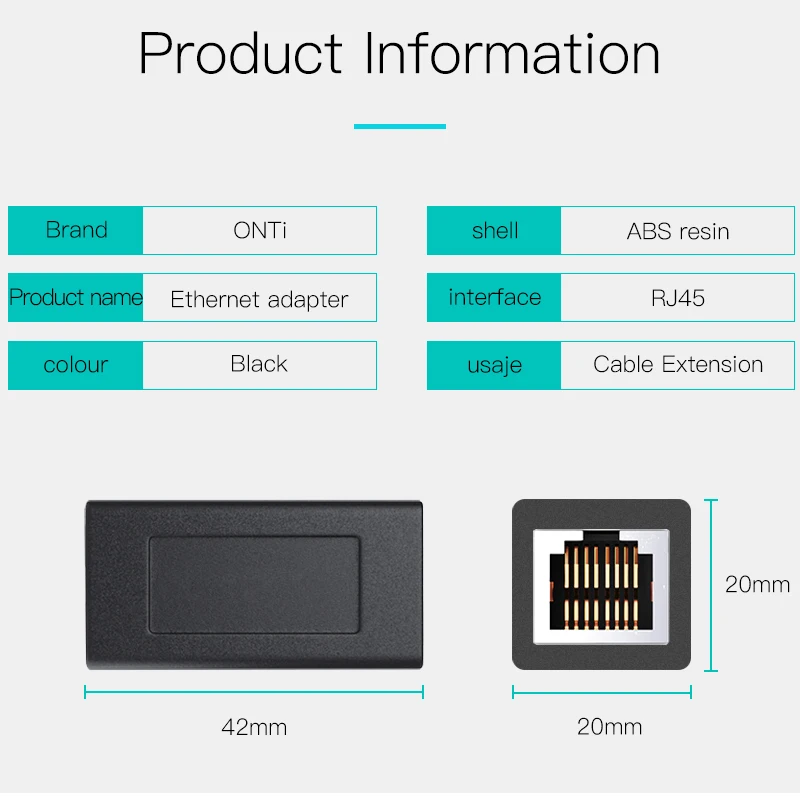 Extensor Conector RJ45 Hembra-Hembra Ethernet Cat6 - imagen 3