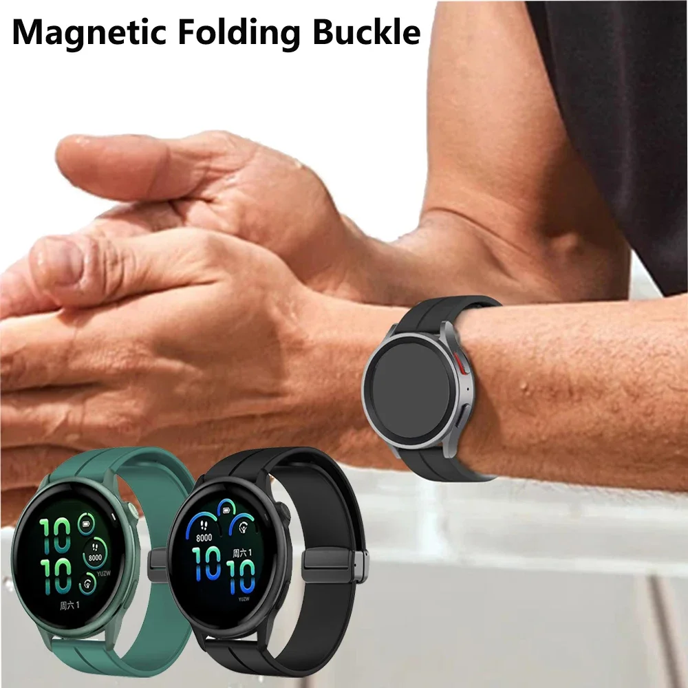 20 mm 22 mm magnetisches Uhrenarmband für Garmin testoactive 6 5/Forerunner 570 42 mm 47 mm 265 255 Correa Armband Venu 3 2 Silikonarmband - imagen 4