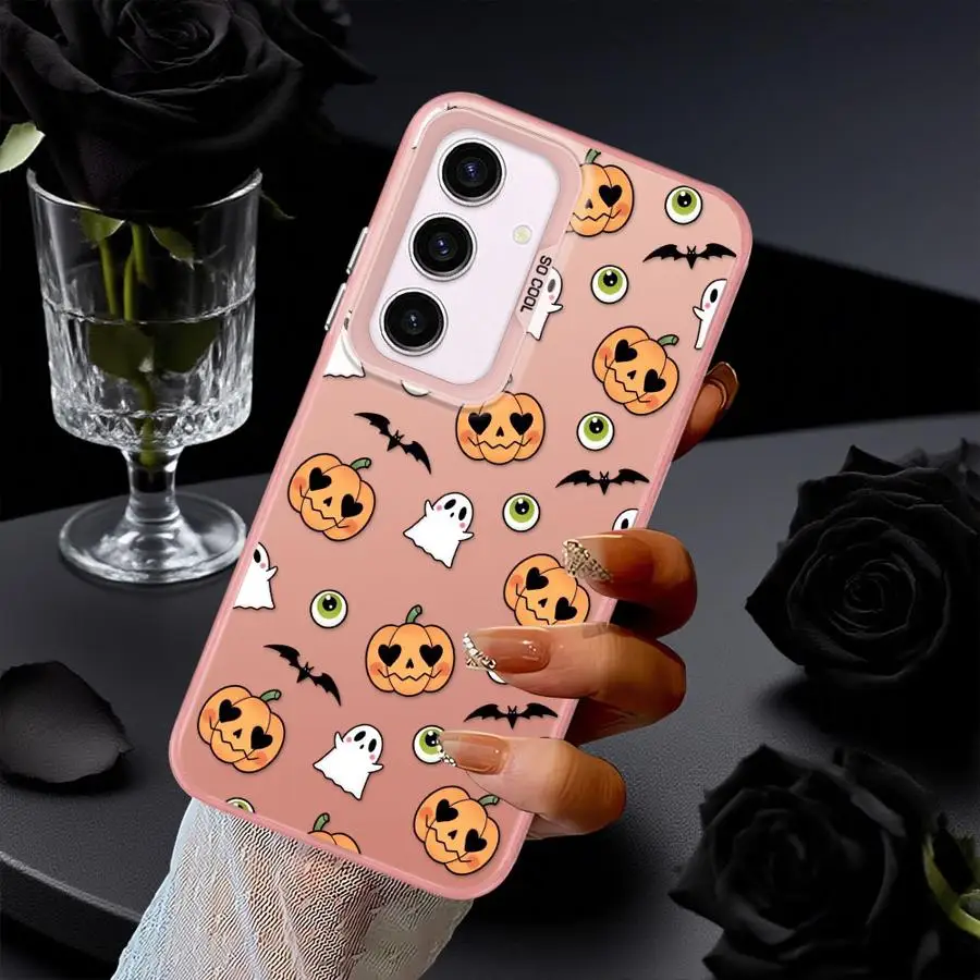 Funda trasera de teléfono para Samsung Galaxy A36 A73 A32 A22 A52 A23 A33 A34 A53 A24 A25 A26 dibujos animados Halloween calabaza murciélago - imagen 5