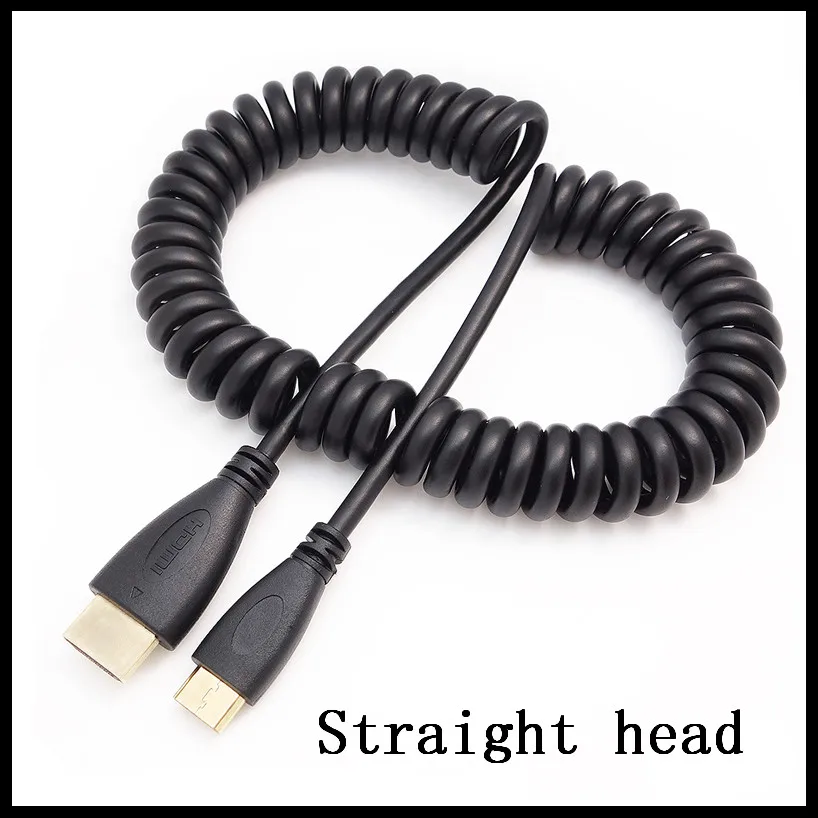 Cable de resorte retráctil chapado en oro para Monitor HD plano, Cable compatible con Mini HDMI 3D de 1,4 V para cámara Nikon Canon ONDA V116w TV - imagen 4