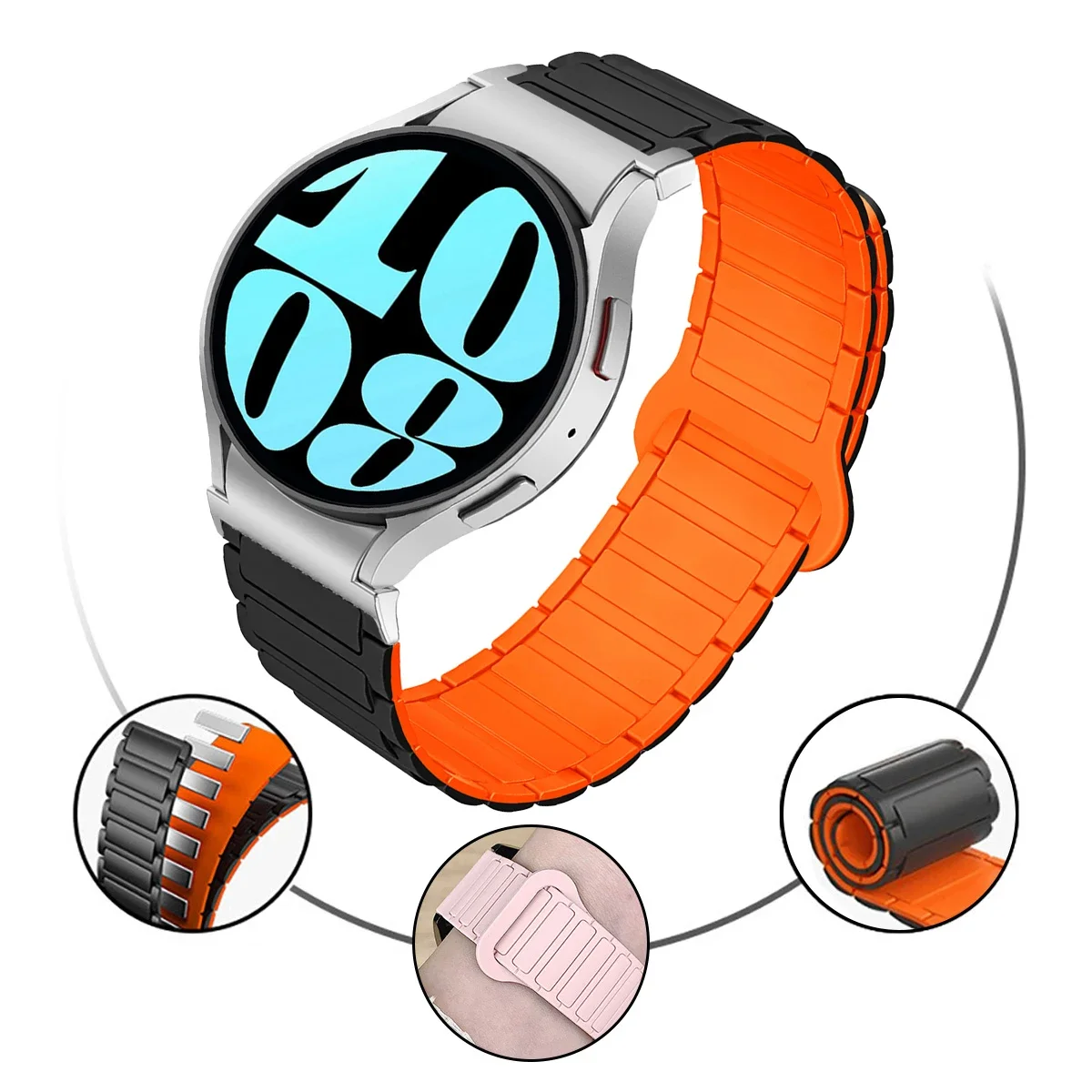 Correa magnética de silicona sin huecos para Samsung Galaxy Watch 7 6 5 4 40mm 44mm 5 Pro 45mm pulsera para Galaxy 6 4 Classic 43mm 47mm - imagen 4
