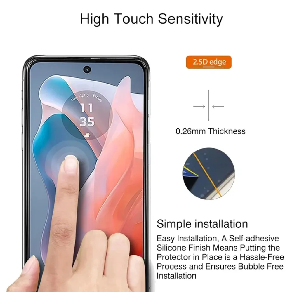 3 uds HD vidrio protector transparente para Motorola G15 G05 G35 G34 G55 G54 G53 película protectora de vidrio para Motorola G75 G45 G85 G64 - imagen 4