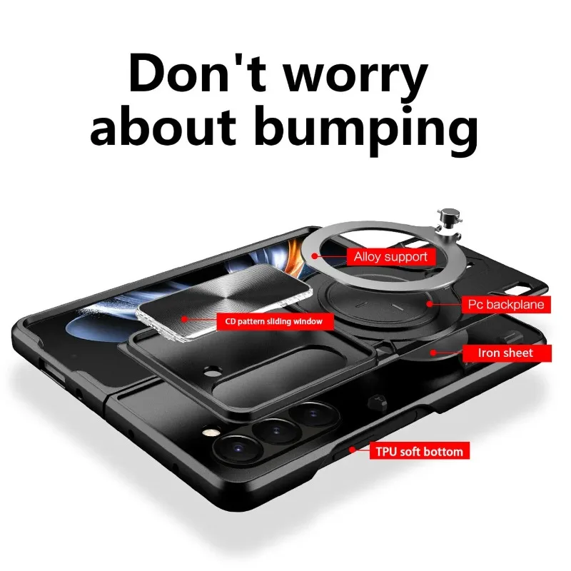Para Samsung Galaxy Z Fold 7 funda con soporte protección de lente deslizante a prueba de golpes cubierta de armadura resistente para Samsung Z Fold7 6 5 4 - imagen 5