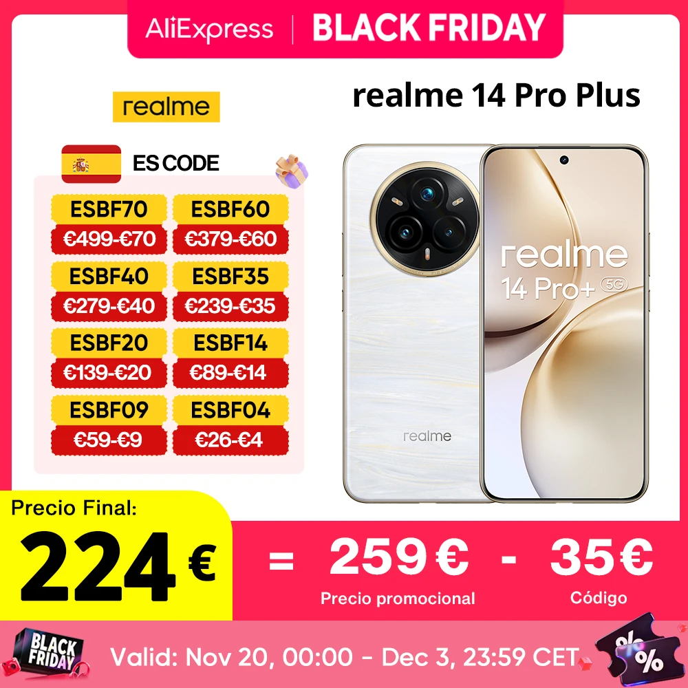Versión Global realme 14 Pro Plus 5G Smartphone Sony 3X Periscopio OIS Cámara Snapdragon7s Gen 3 80W SUPERVOOC Carga IP69