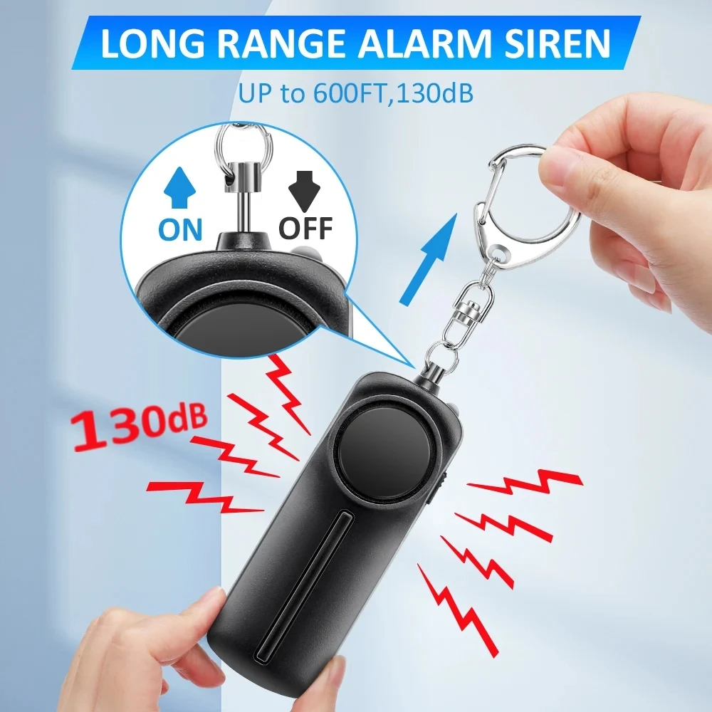 Alarma Personal de 130dB, sonido seguro, llavero de alarma de seguridad de autodefensa de emergencia, linterna LED para mujeres y niños, alarma de autodefensa - imagen 4