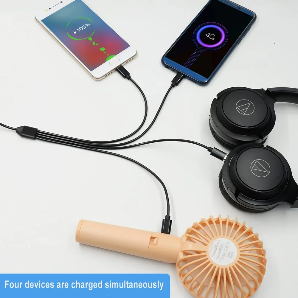 Cable de carga múltiple USB a tipo C corto de 20cm USB-C a 4 en 1 Cable adaptador divisor Micro USB 5V Cable divisor USB C de 4 puertos - imagen 4