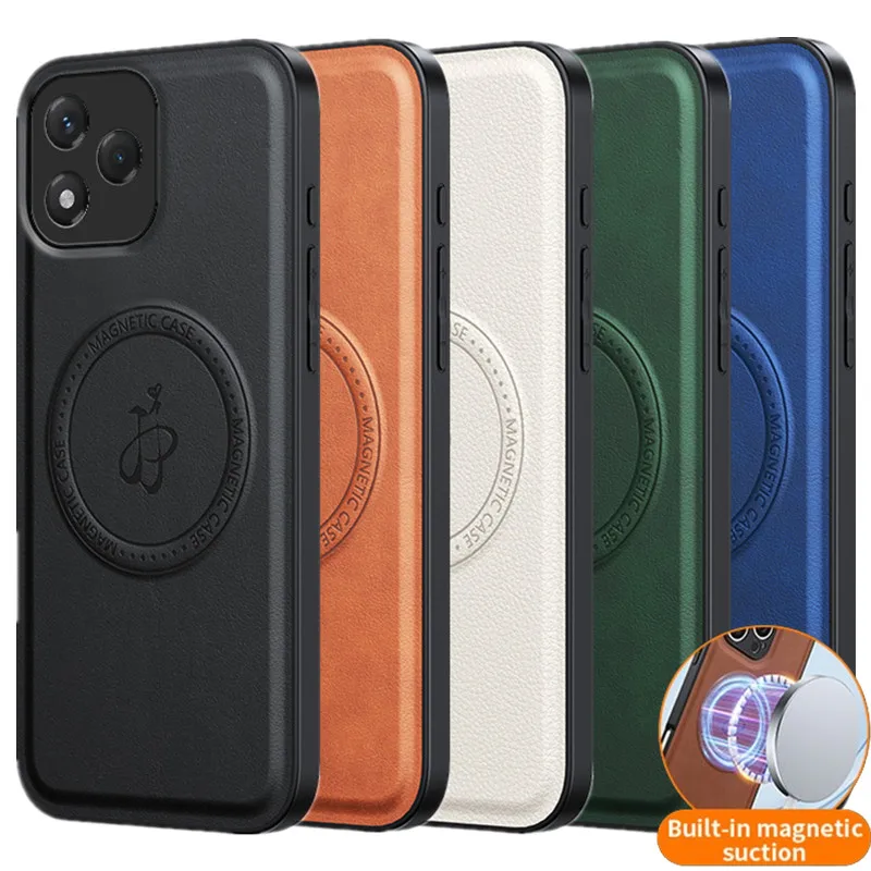 Funda magnética de carga inalámbrica de cuero PU para Honor 400 Lite 400 Pro 5G, funda protectora trasera dura