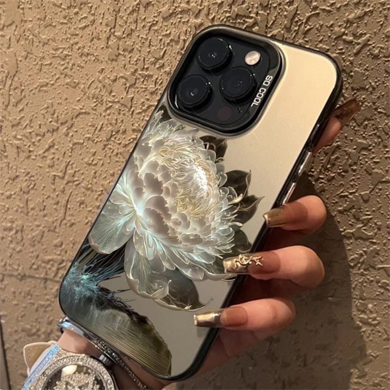 Funda IMD plateada galvanizada con flor de loto de lujo para Xiaomi Poco F5 X5 X6 Pro Mi 14 13 12 12T 13T Pro 11 Lite 5G NE - imagen 2