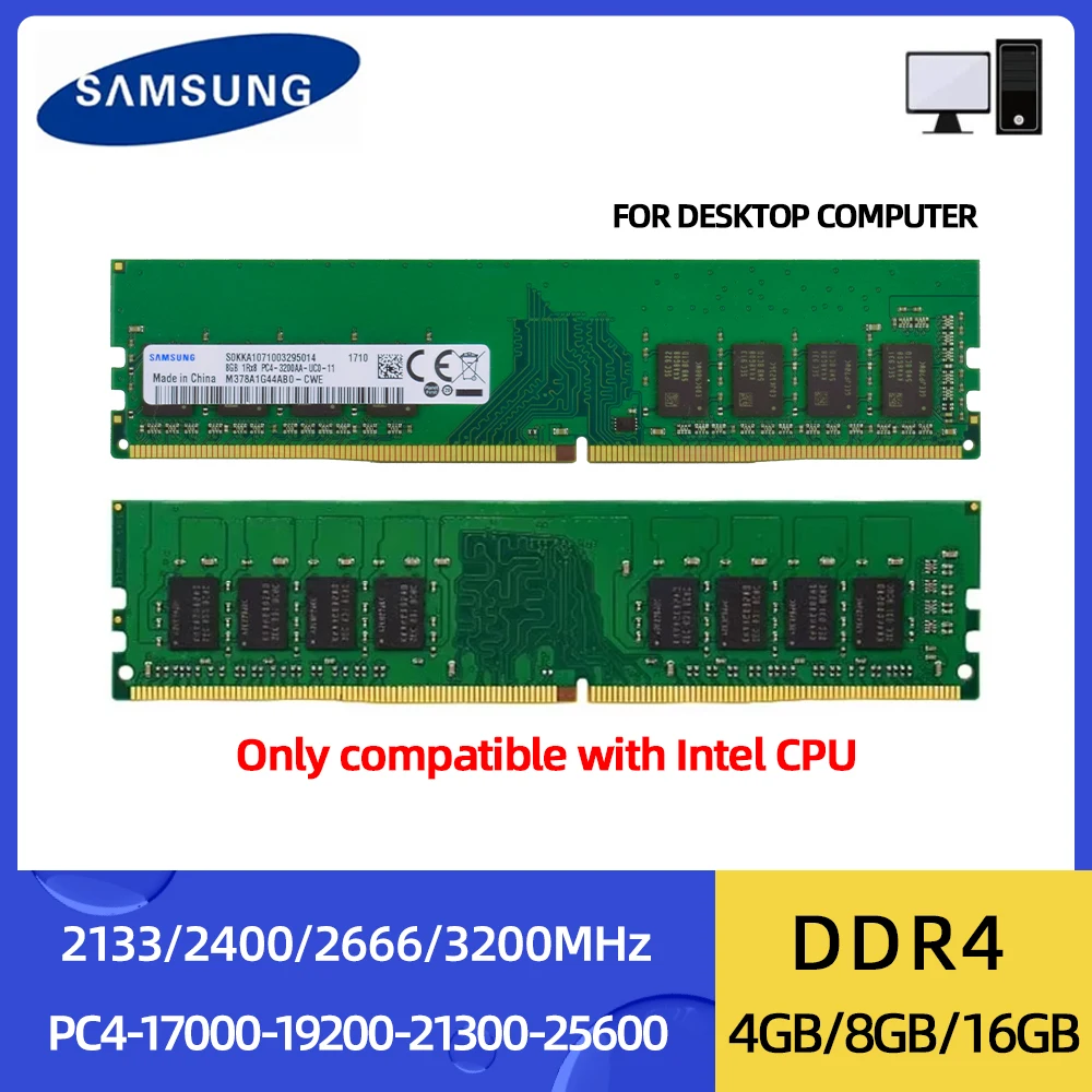 SAMSUNG Memoria Ram DDR4 4GB 8GB 2133MHz 2400MHz 2666MHz 16GB 3200MHz DIMM PC-21300 PC-25600 288Pin para CPU intel memoria de escritorio - imagen 2