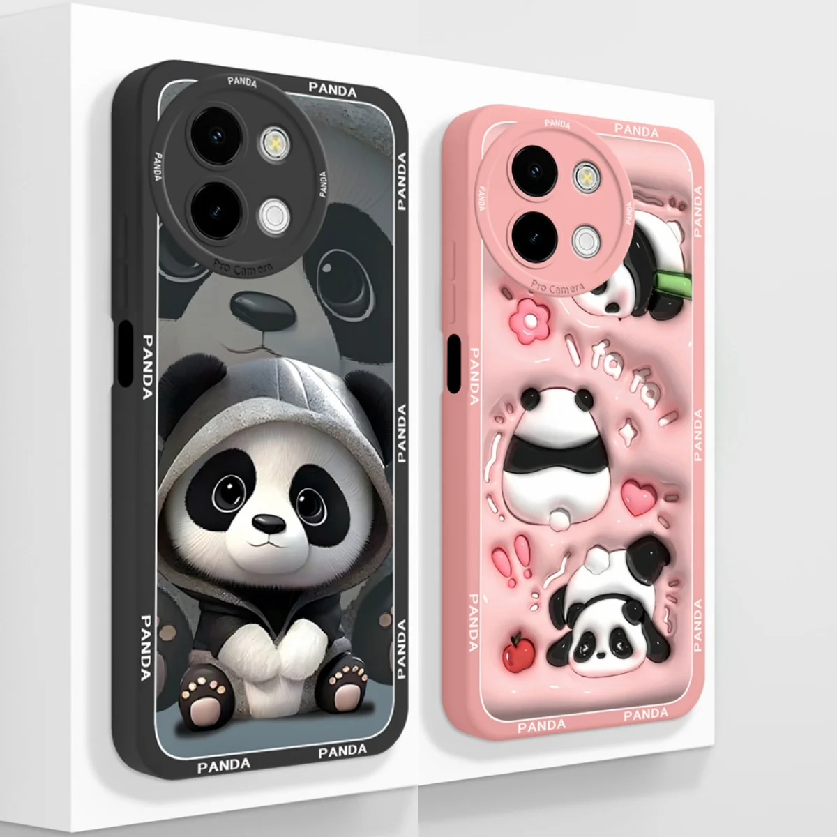 Funda para Vivo Y38 Y58 T3X Y200i Y200T 5G Cute Panda Funda de silicona líquida suave protección de cámara contraportada parachoques a prueba de golpes