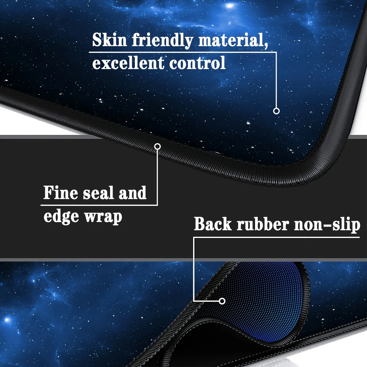 Alfombrilla de ratón Extra grande duradera XXL, diseño de cielo nocturno estrellado, alfombrilla de escritorio de poliéster antideslizante para juegos, oficina, estudio, regalo, jugadores, 1 ud. - imagen 5