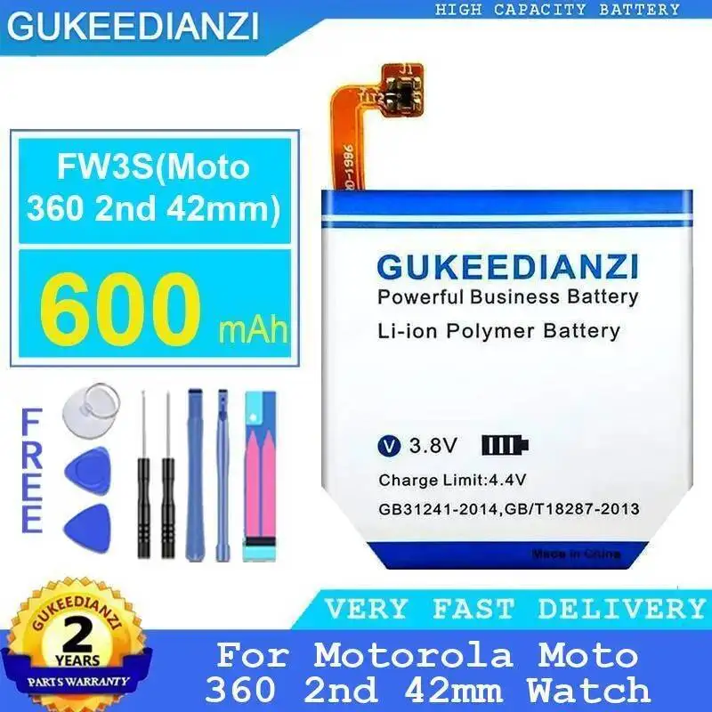 Batería de reloj de repuesto premium de 600Mah para Motorola Moto 360 2.a 42Mm FW3S