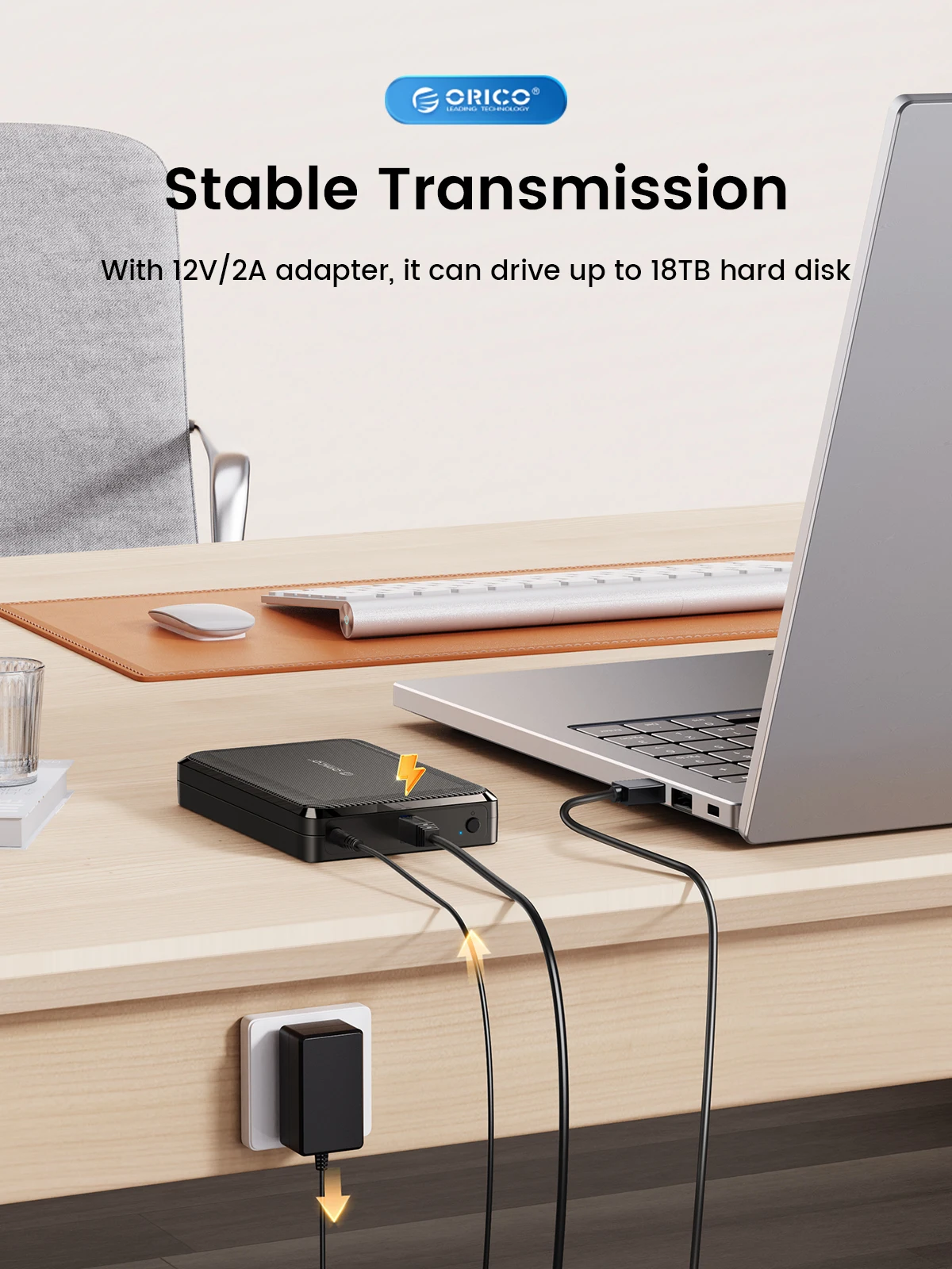 ORICO Gabinete HDD 3,5 USB3.0 a SATA - USB-C, 5Gbps 12V/2A UASP - imagen 4